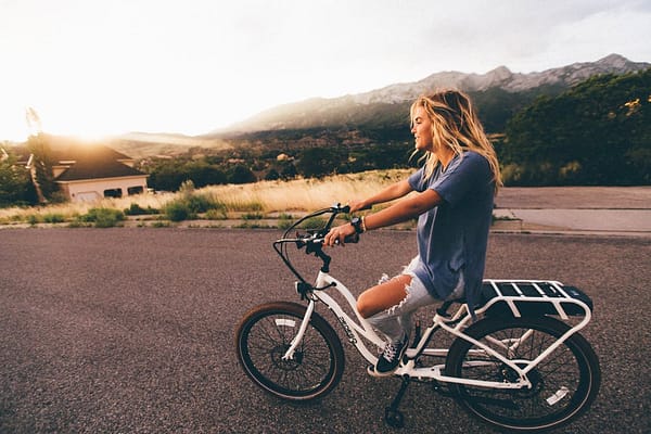 Woman riding bicycle
